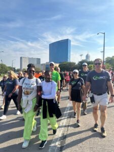 Group of people walking together for the Heart Walk in downtown Indianapolis